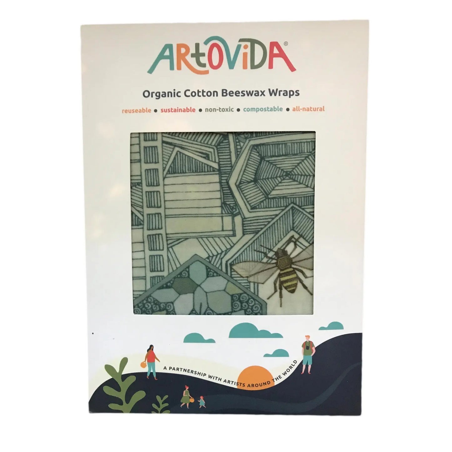 Beeswax Wraps - Sharon Turner - Hexagon City (Set of 3) Artovida