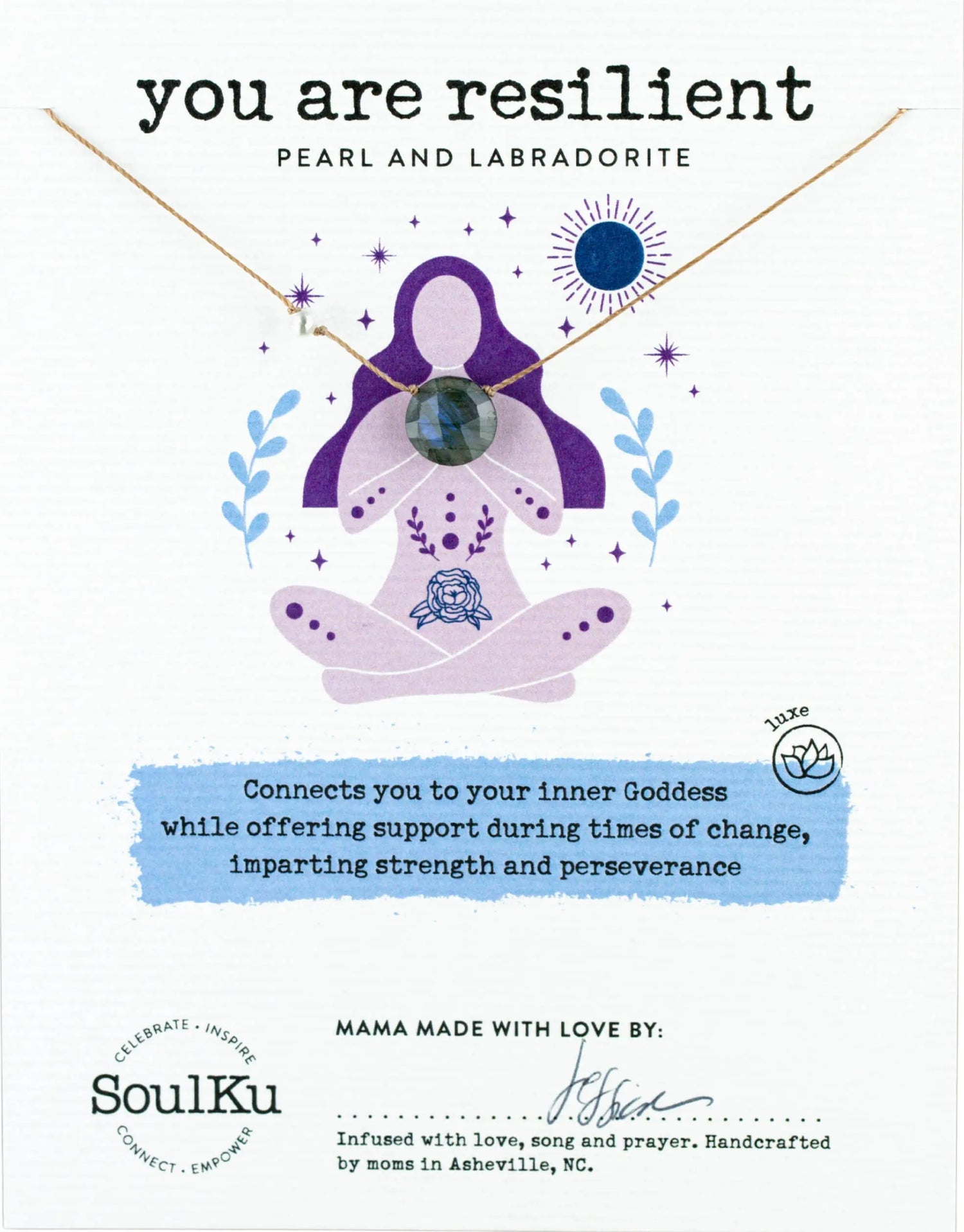 SoulKu - Labradorite & Pearl Goddess Necklace for You Are Resilient SoulKu