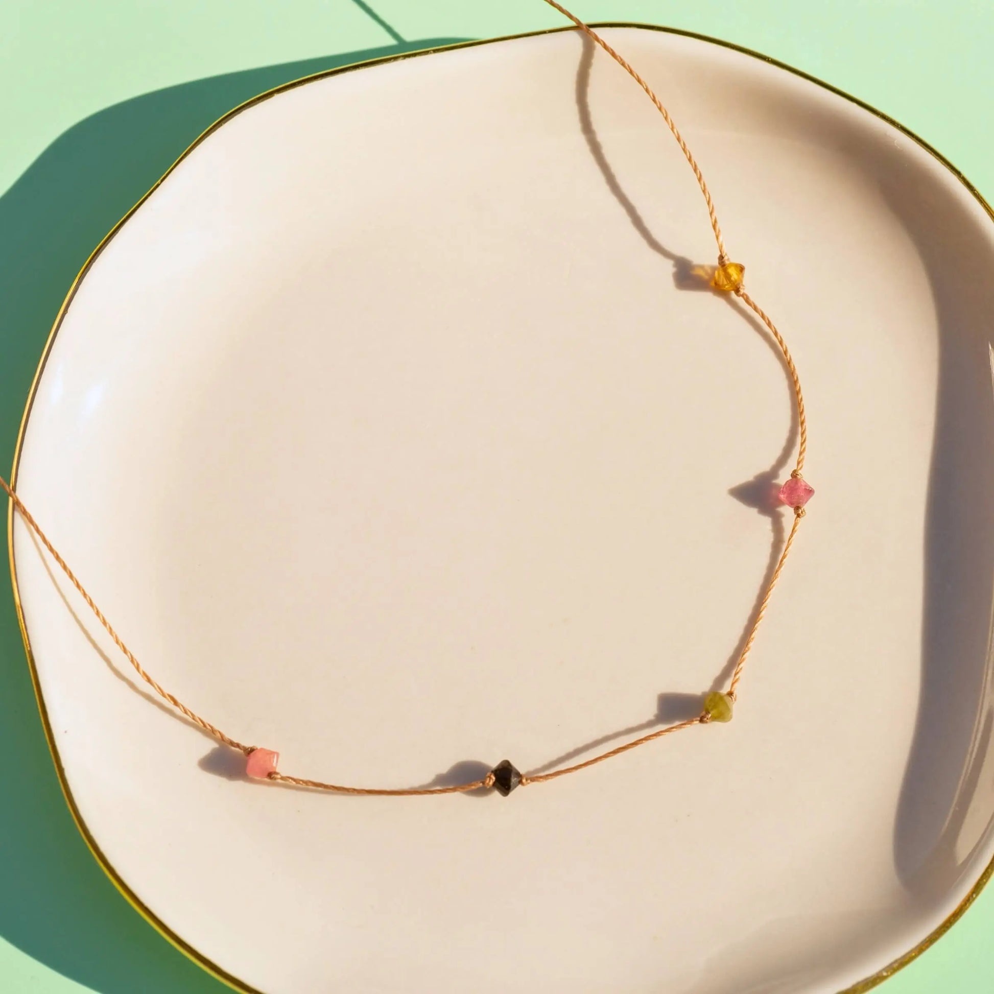 SoulKu - Multi Tourmaline Necklace – Dainty, Floating – Unique Gift SoulKu