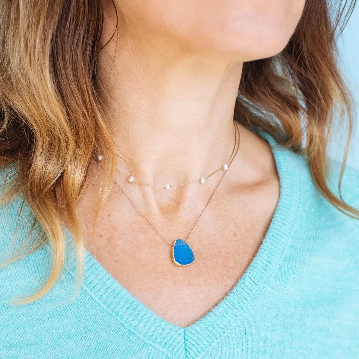 SoulKu - Blue Druzy Alchemy Necklace for Inner Strength SoulKu