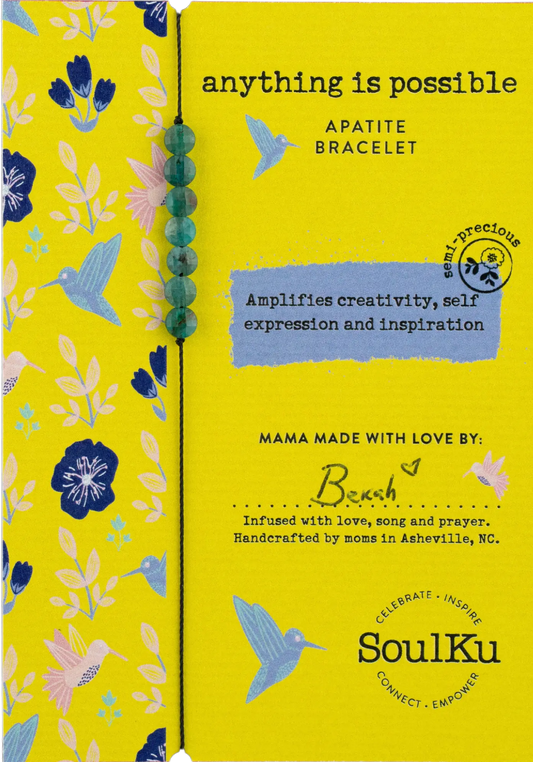 SoulKu - Apatite Hummingbird Bracelet for Anything Is Possible SoulKu