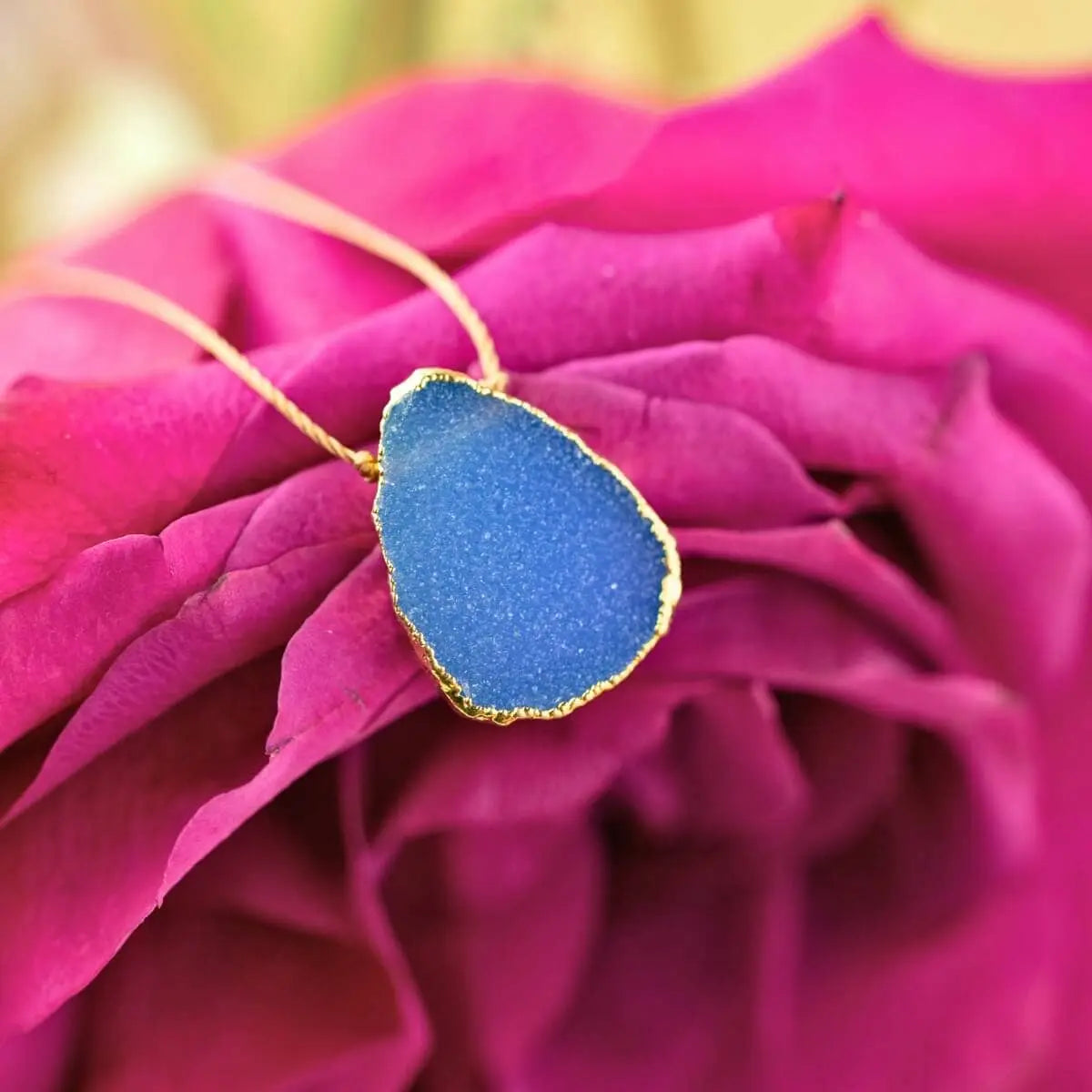 SoulKu - Blue Druzy Alchemy Necklace for Inner Strength SoulKu