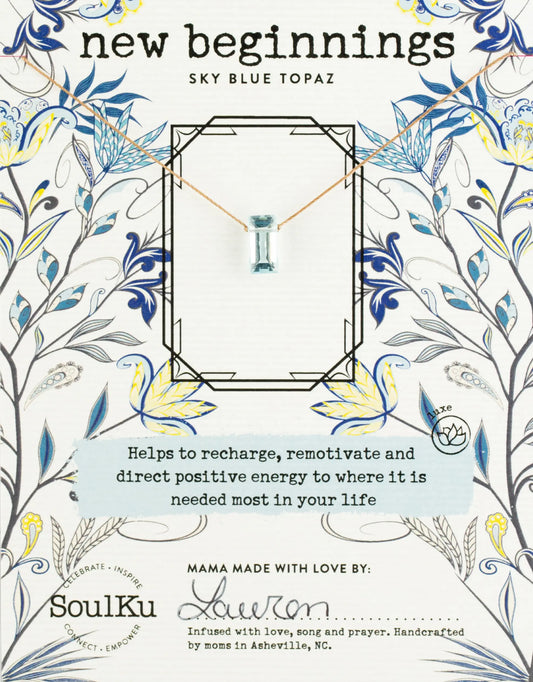 SoulKu - Sky Blue Topaz Refined Necklace for New Beginnings SoulKu