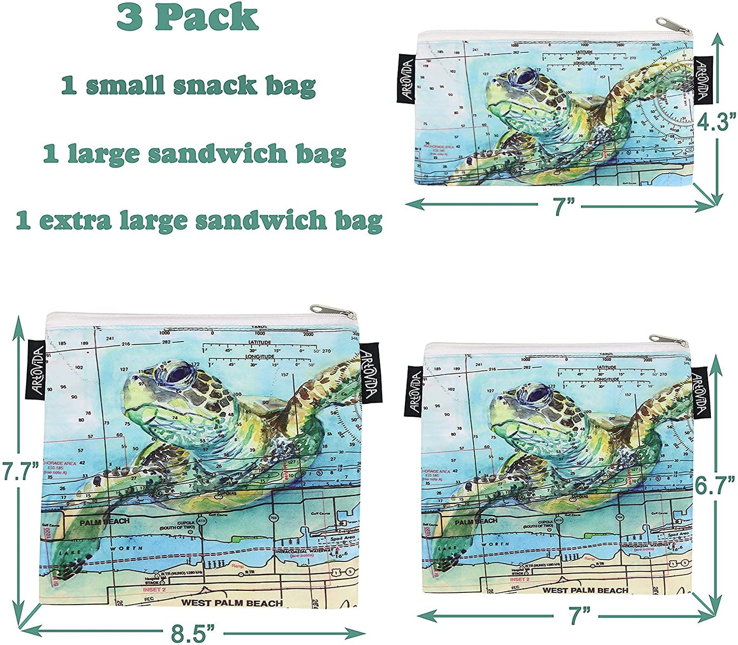 Sandwich Baggie Set - Sea Turtle (Set of 3)