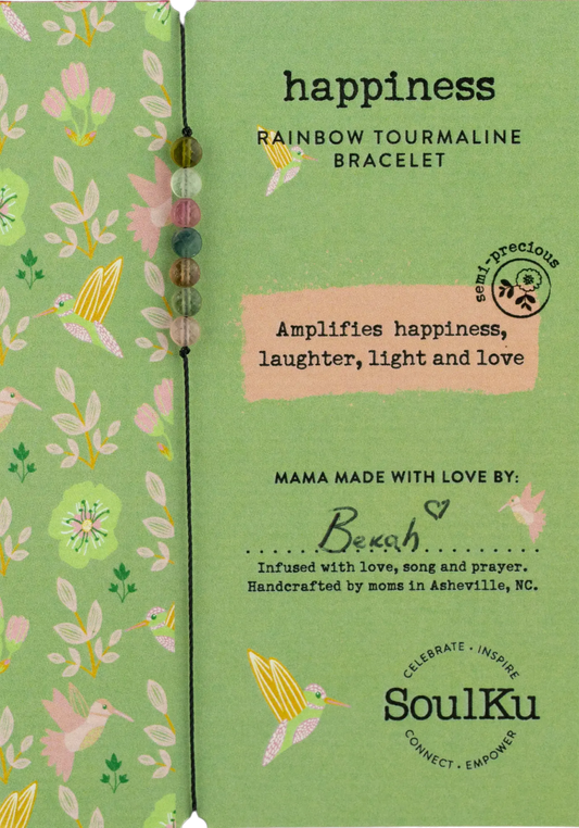 SoulKu - Rainbow Tourmaline Hummingbird Bracelet for Happiness SoulKu