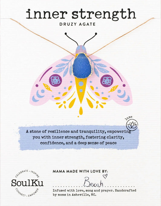 SoulKu - Blue Druzy Alchemy Necklace for Inner Strength SoulKu