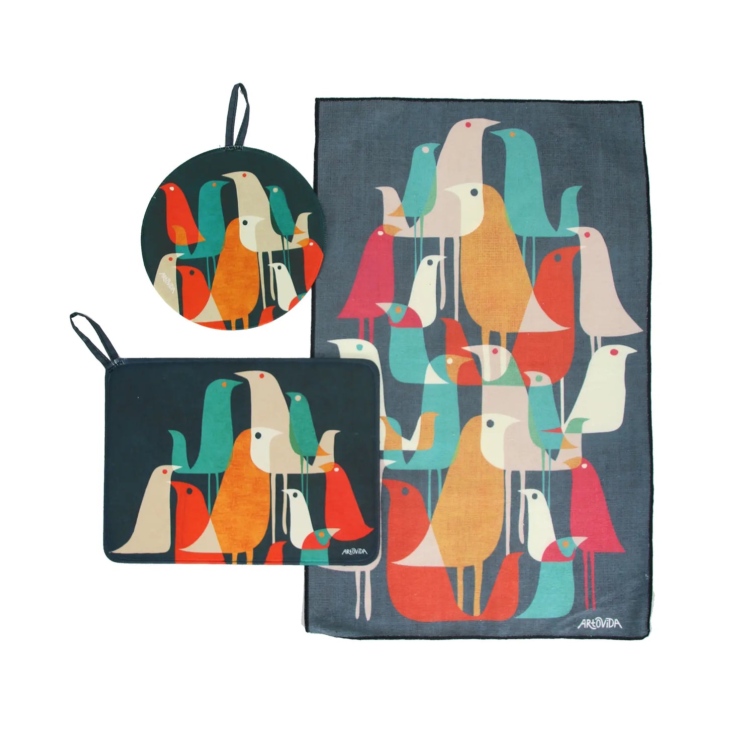 Trivet & Towel Set -  Budi Kwan - Flock of Birds Artovida