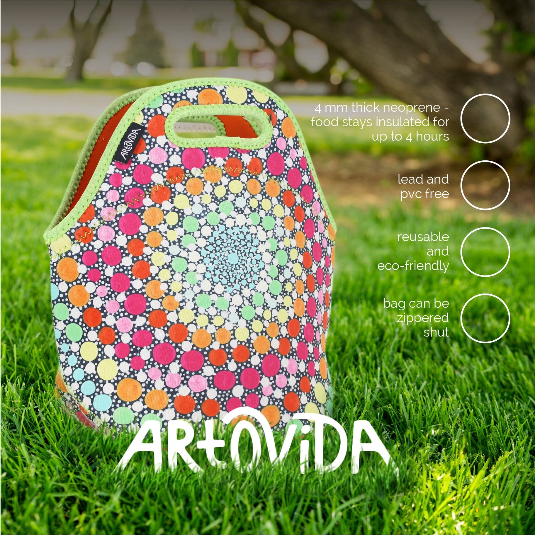 Artovida Artists Collective Insulated Neoprene Lunch Bag Design by Amy Diener (USA) Mythical Unicorn