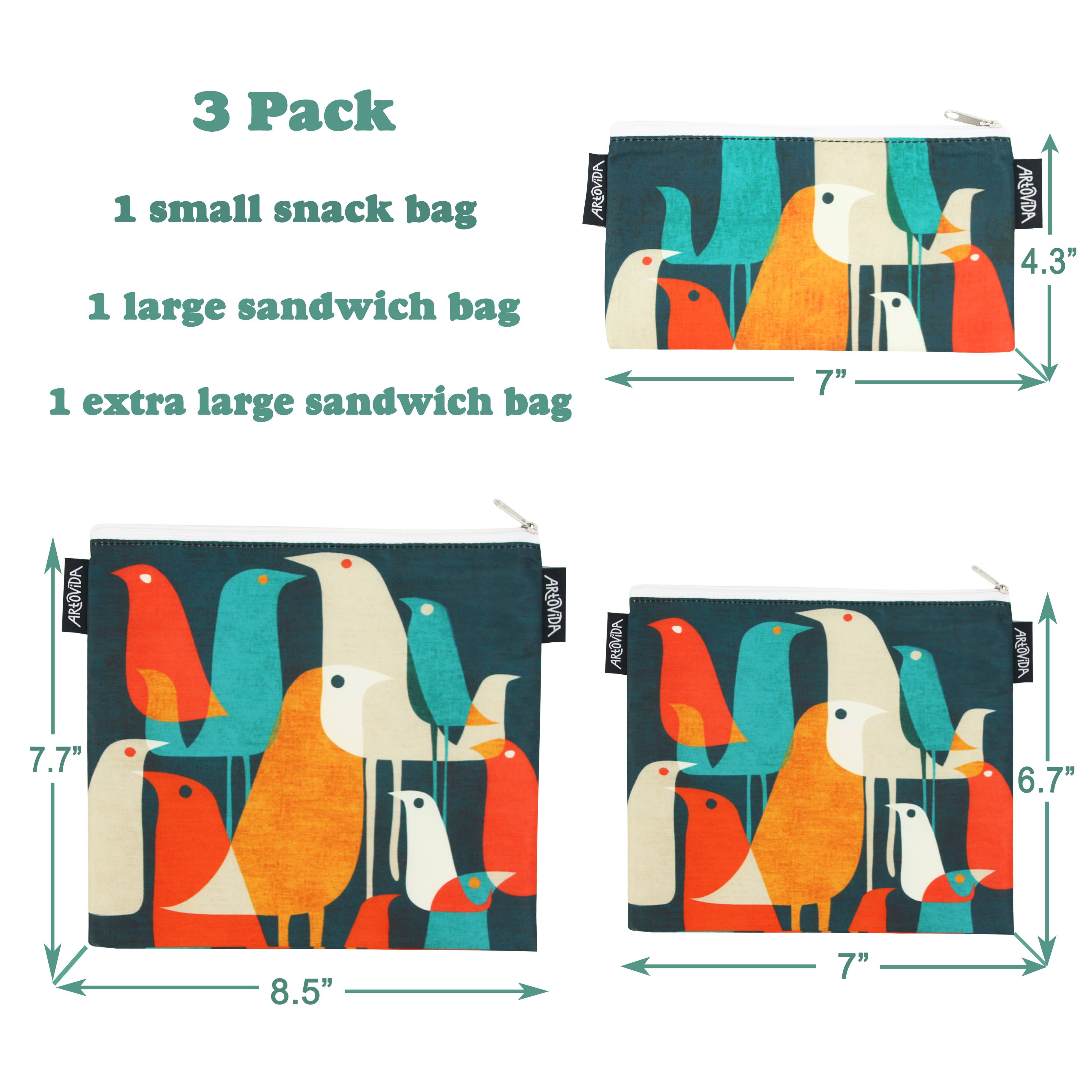 Reusable Sandwich & Snack bags Pack of 3