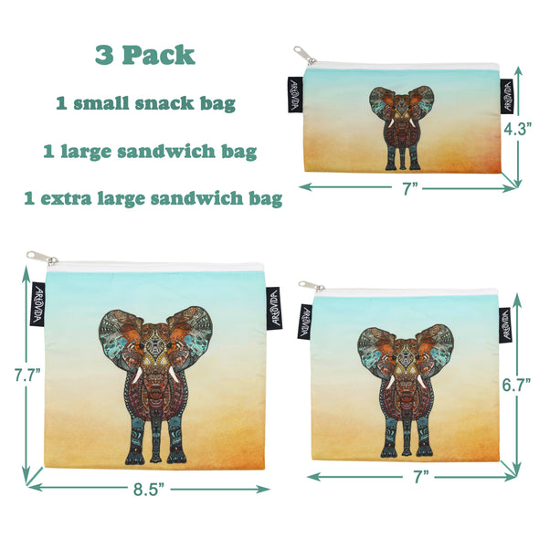 Sandwich Baggie Set - Monika Strigel - Boho Summer Elephant (Set of 3)
