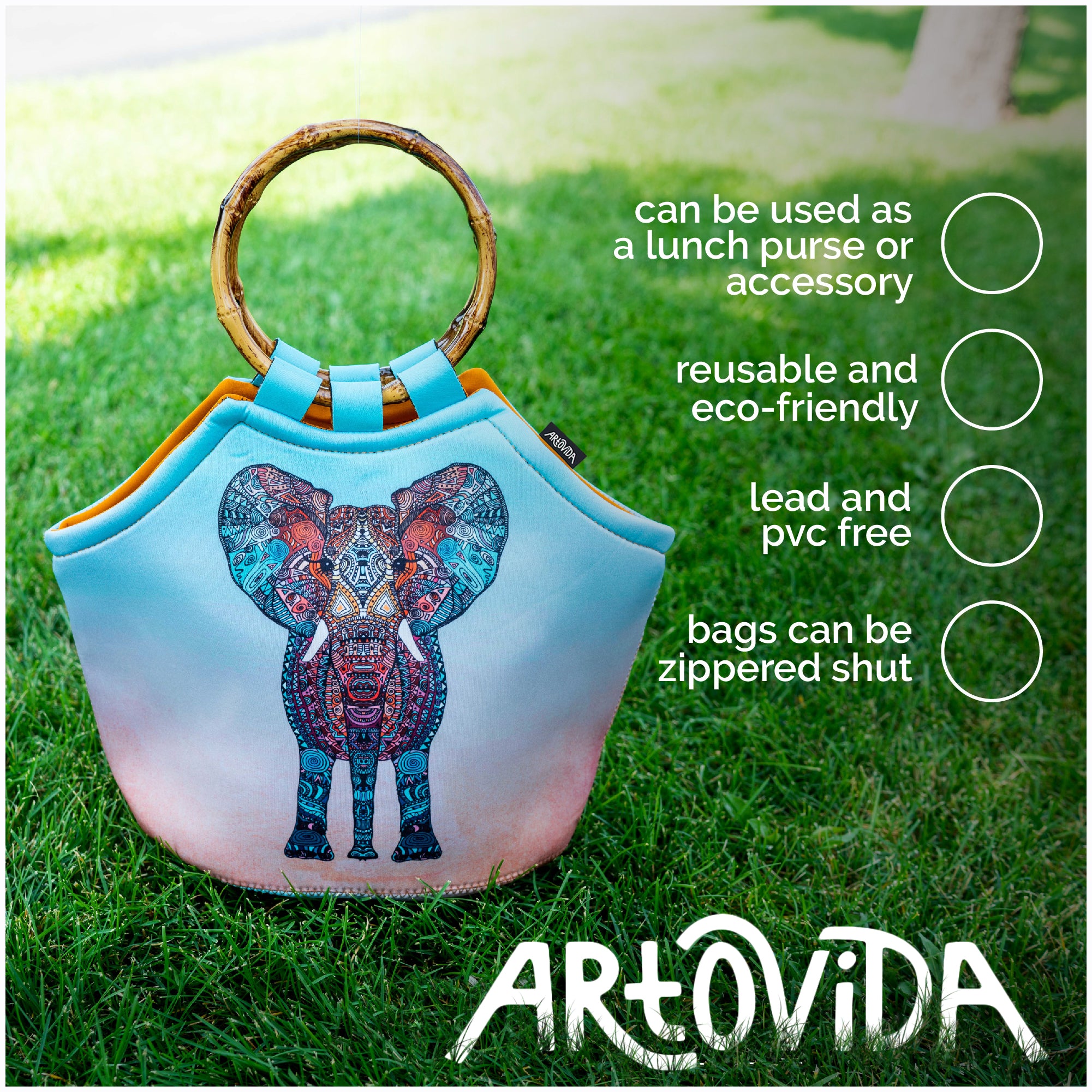 Bamboo Purse - Monika Strigel - Boho Summer Elephant – Artovida