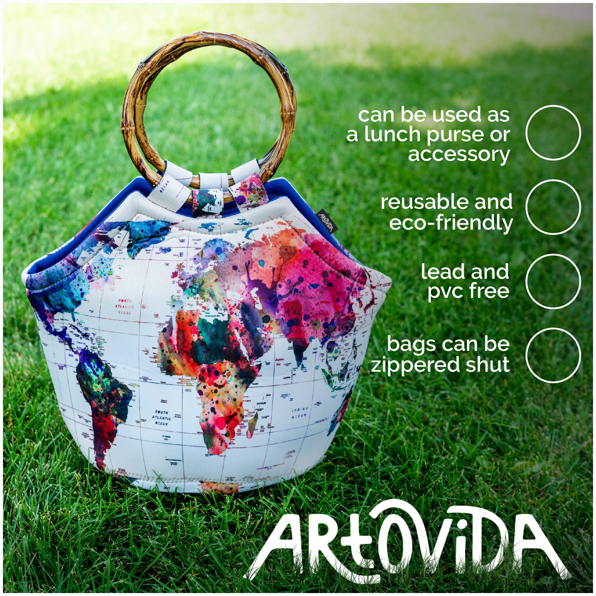 Bamboo Purse- Mark Ashkenazi - World Map – Artovida