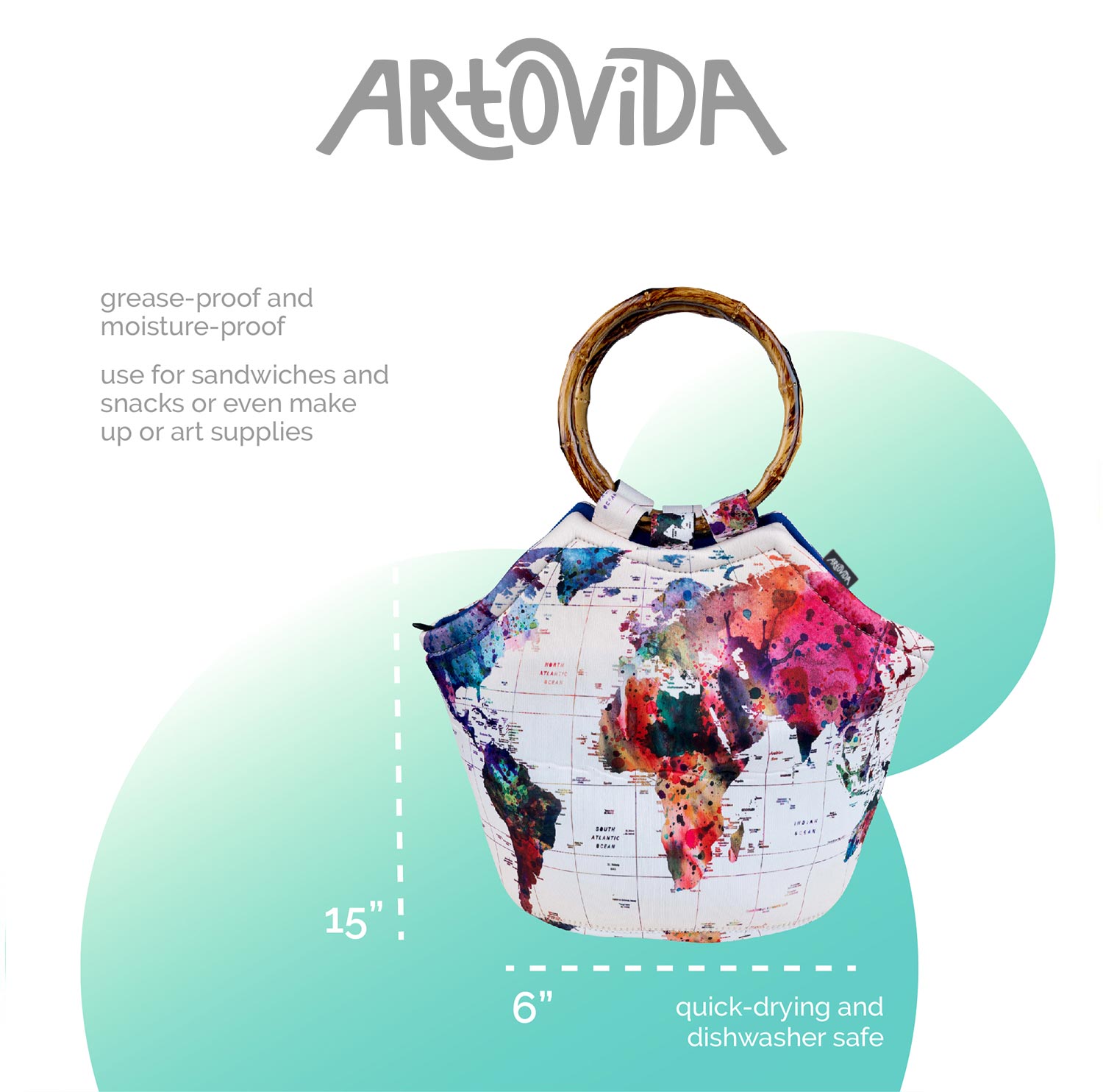 Bamboo Purse- Mark Ashkenazi - World Map – Artovida