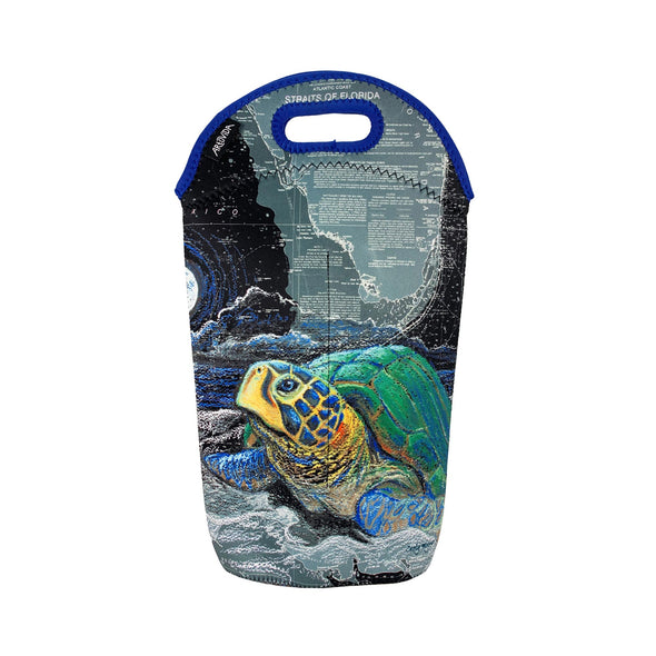 Neoprene 3-in-1 Wine Tote - Carly Mejeur -  Lights Out Turtle
