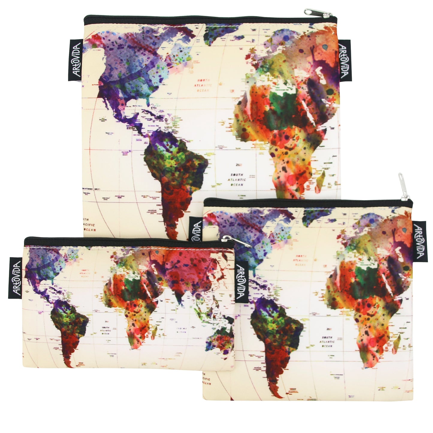 Sandwich Baggie Set - Mark Ashkenazi - World Map (Set of 3)