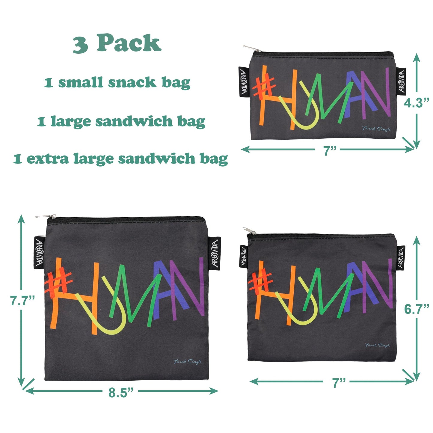 Sandwich Baggie Set - Tarah Singh - #HUMAN (Set of 3)